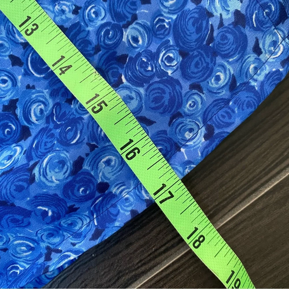 90s California Concepts Mini Blue Rose Print Skirt - Picture 6 of 7